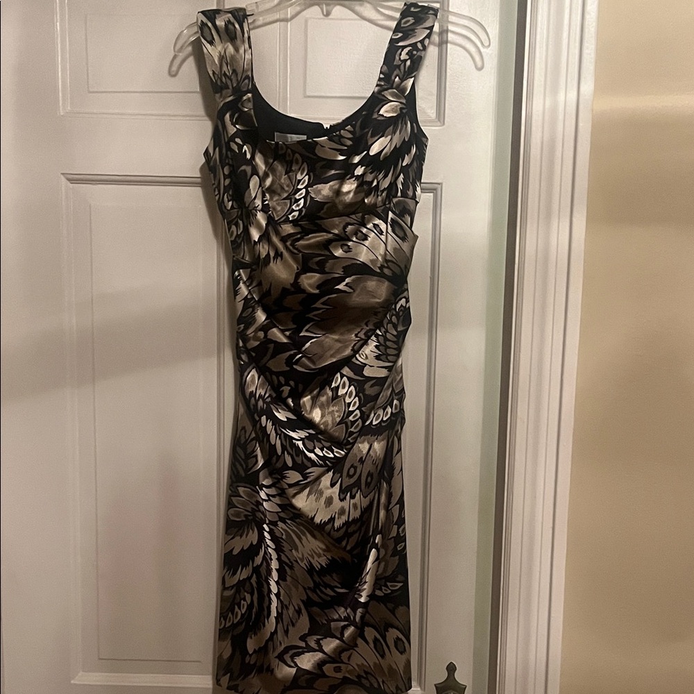London Times Black and Brown Midi Dress